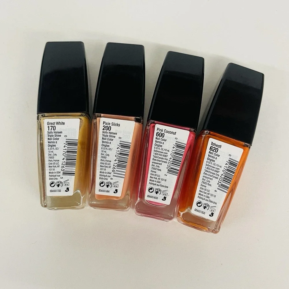 4 Sally Hansen Triple Shine Nail Polish Nail Polish Shiny Multicolor Orange Pink